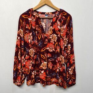 Old Navy Women Blouse Top Shirt Size Large Floral Boho Babydoll M285 -6